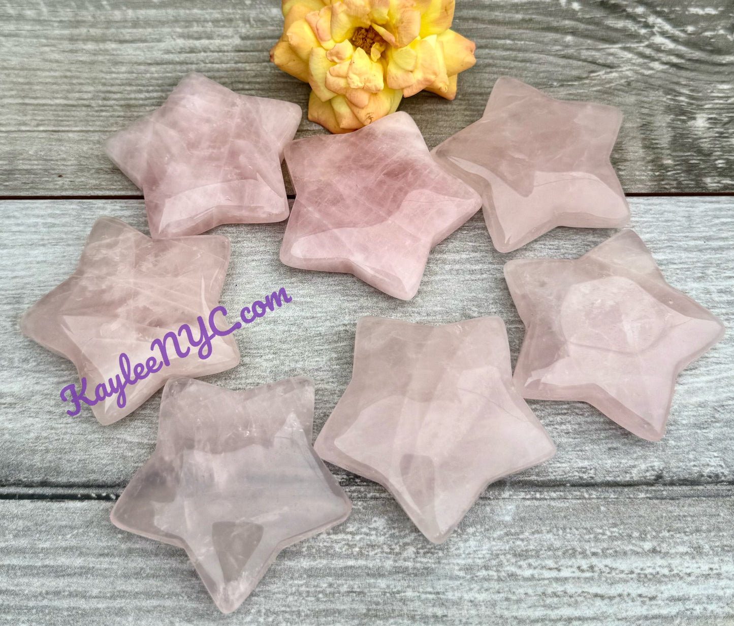 Wholesale Lot 7 pcs Natural Rose Quartz Stars Crystals Healing Energy