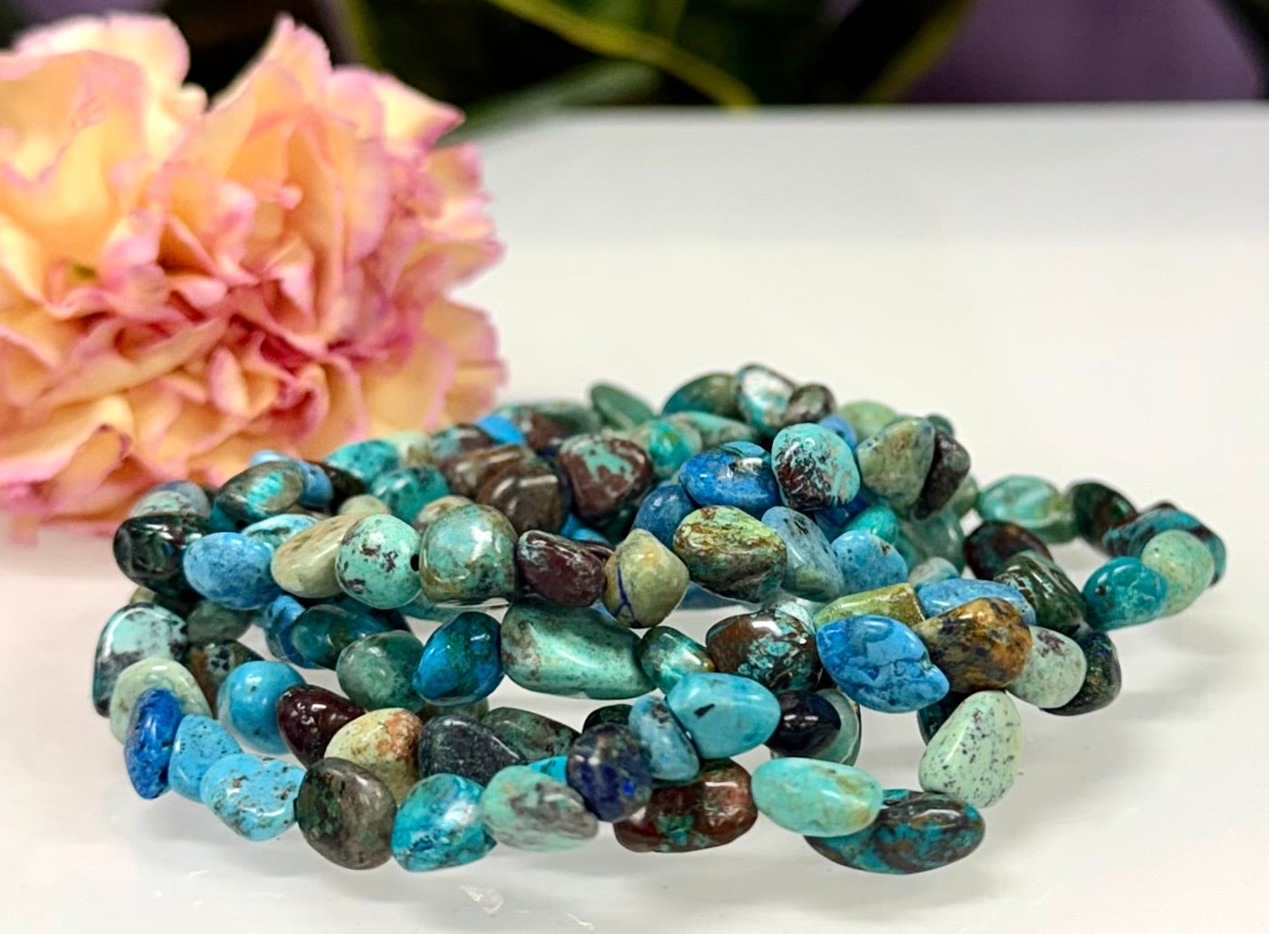 Wholesale 6 Pcs ~7mm Blue Opal Natural Crystal tumble Stretch Bracelet 7.5”