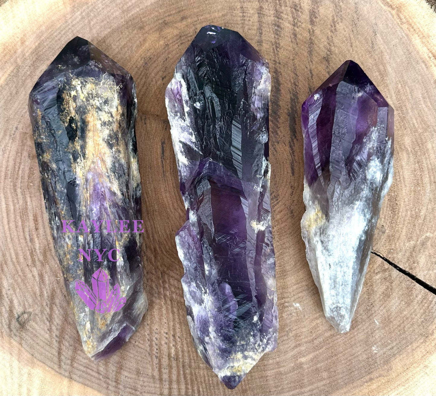 Wholesale Lot 3-4 Pcs Natural Bahia Amethyst Wand Dragon’s Teeth 2.8-3lbs