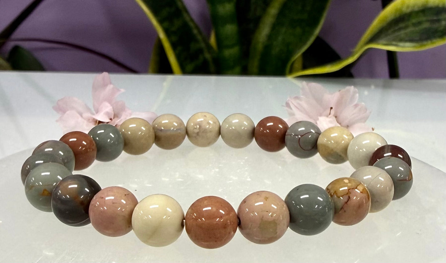 6 PCs 8mm Natural Alashan Agate Stretch Bracelet 7.5”