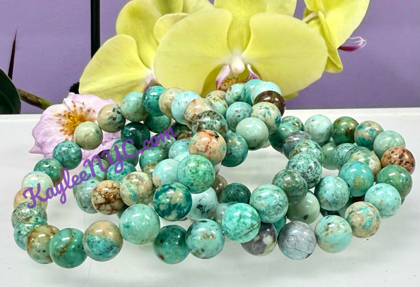 6 Pcs Natural Turquoise 10mm 8” Crystal Healing Stretch Bracelet