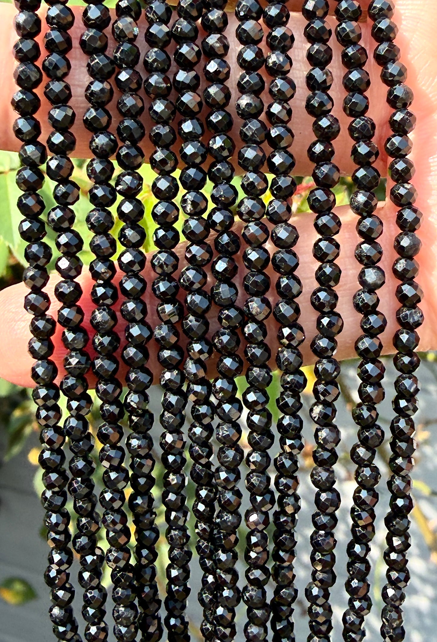 Wholesale Lot 6 PCS 3mm Faceted Black Tourmaline Glasses Chains