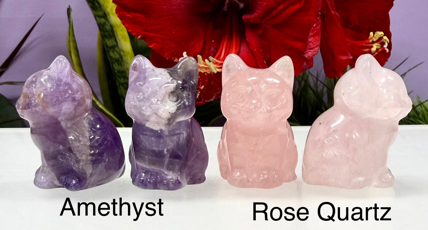 12 PCs Natural Crystals Cat Healing Energy