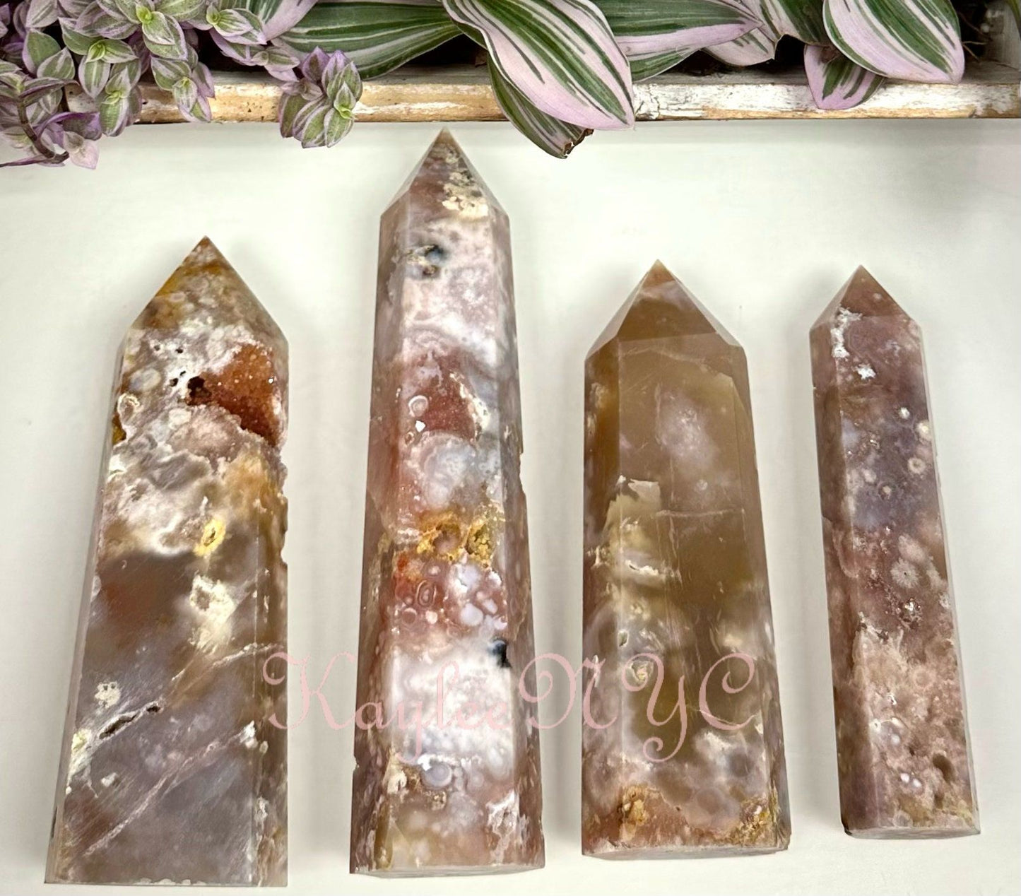 3 to 4 PCs Natural Flower Agate obelisk Tower Point Crystal