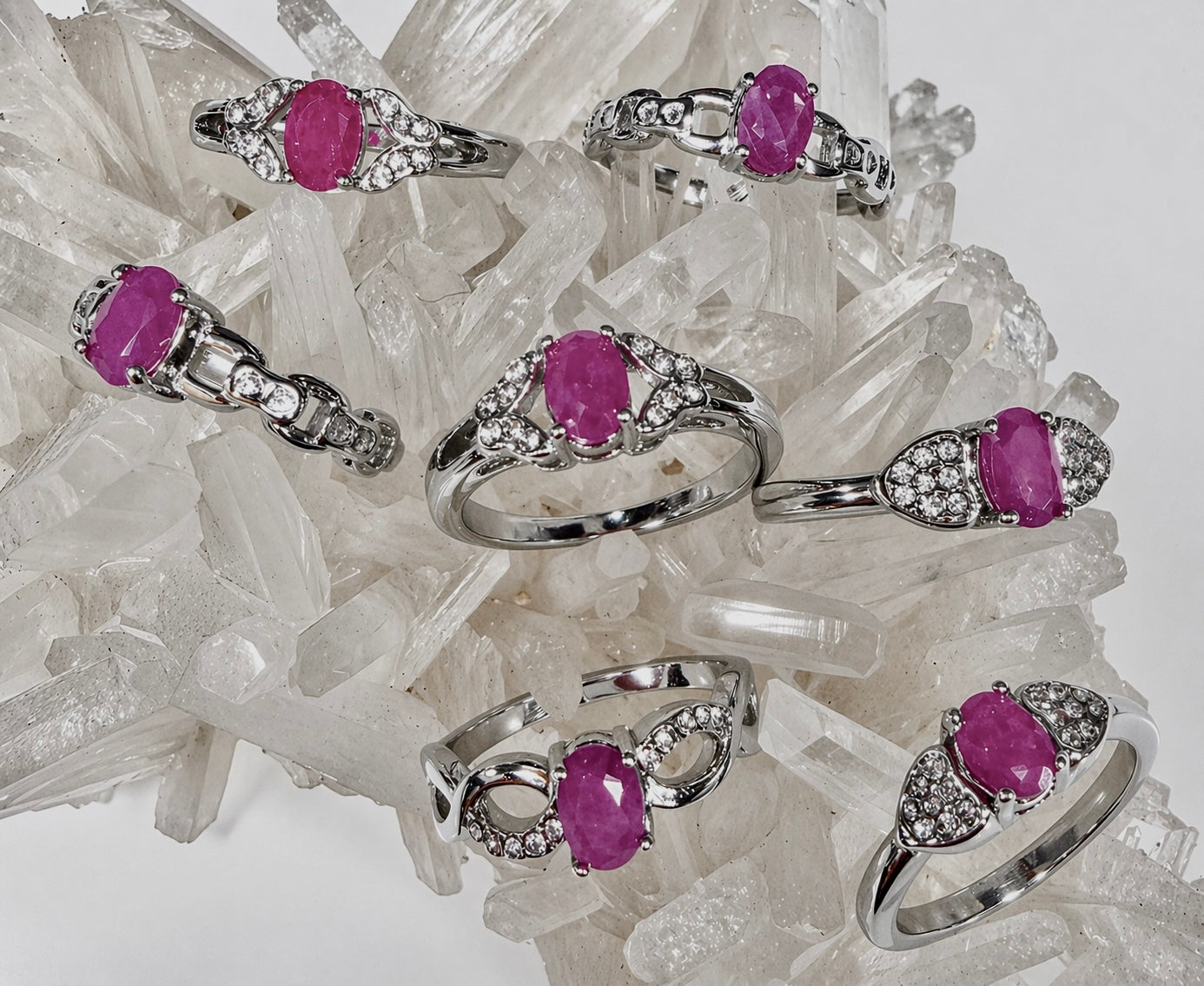 Wholesale Lot 7 pcs Natural Ruby Stainless Steel Ring 4x6mm