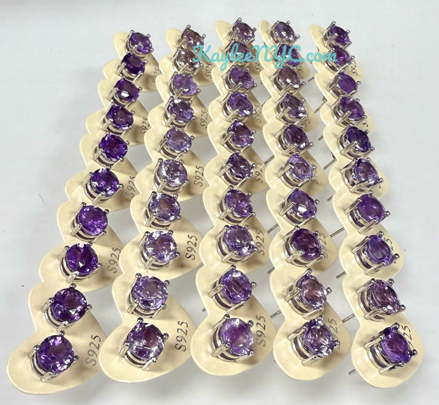 Wholesale Lot 5 Pairs Natural Amethyst Sterling Silver(925) Earring Studs 8mm round