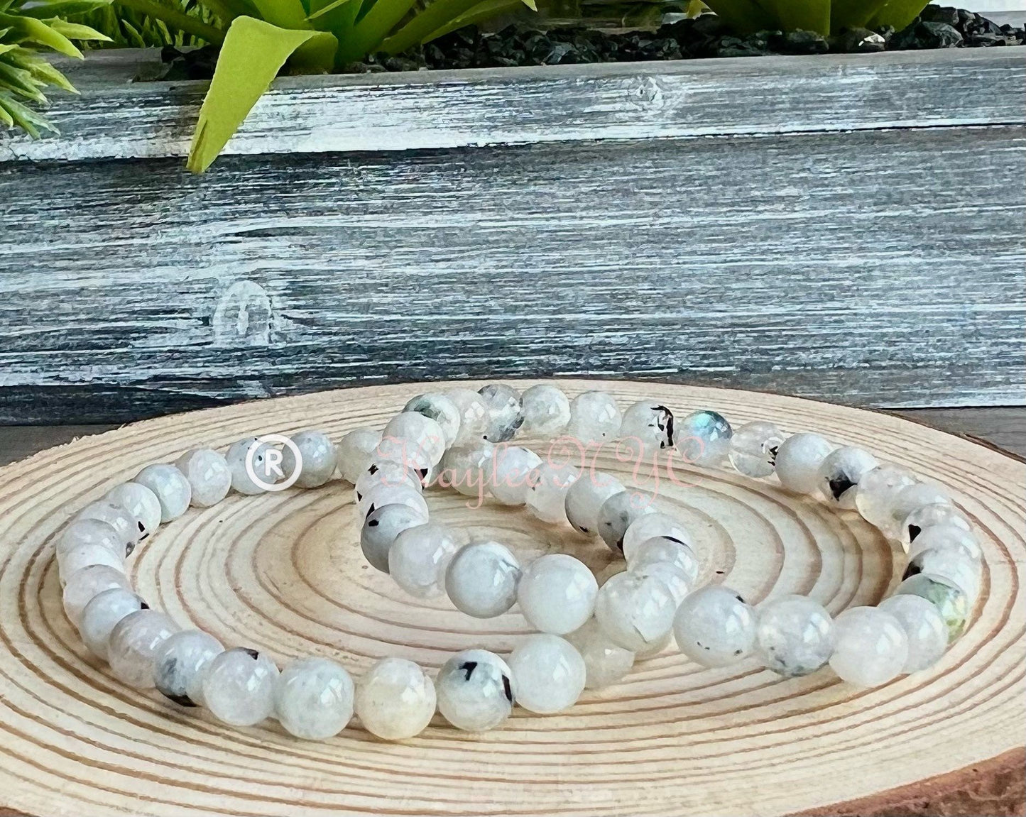 Wholesale 6 Pcs Natural Rainbow Moonstone 6mm 7.5” Crystal Healing Stretch Bracelet