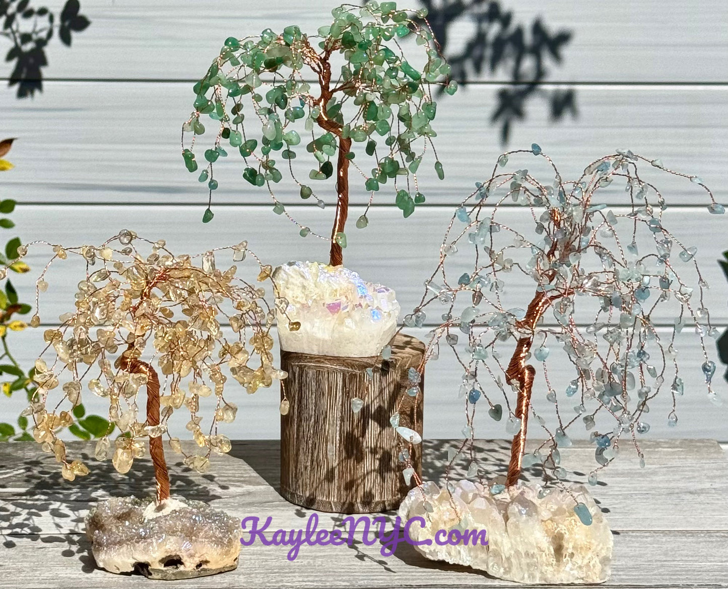 Wholesale Lot 3 Pcs Weeping Willow Tree with Angel Aura Base Crystal Healing Energy