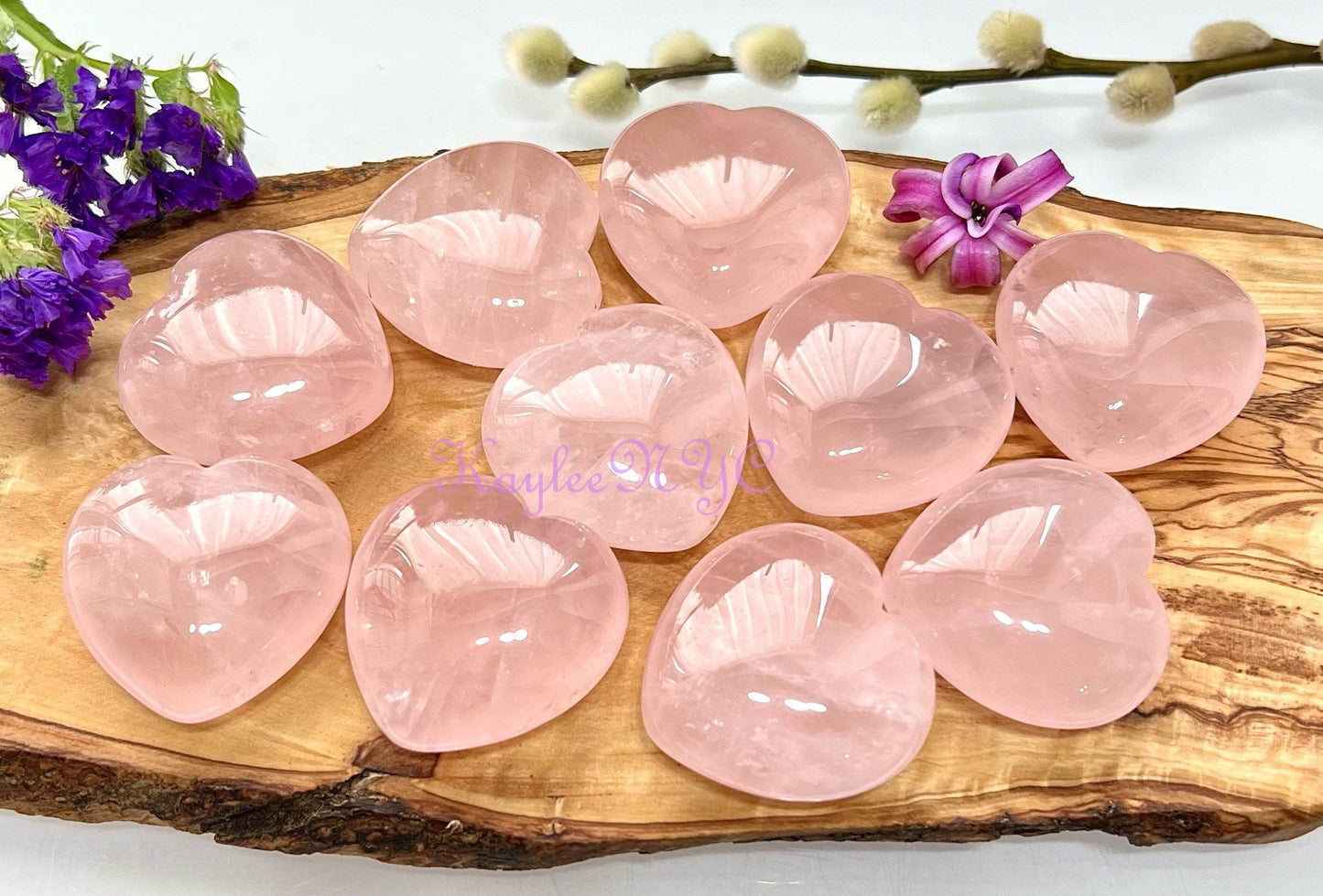 Wholesale Lot 10 Pcs 40mm Natural Rose Quartz Crystal Heart Healing Energy