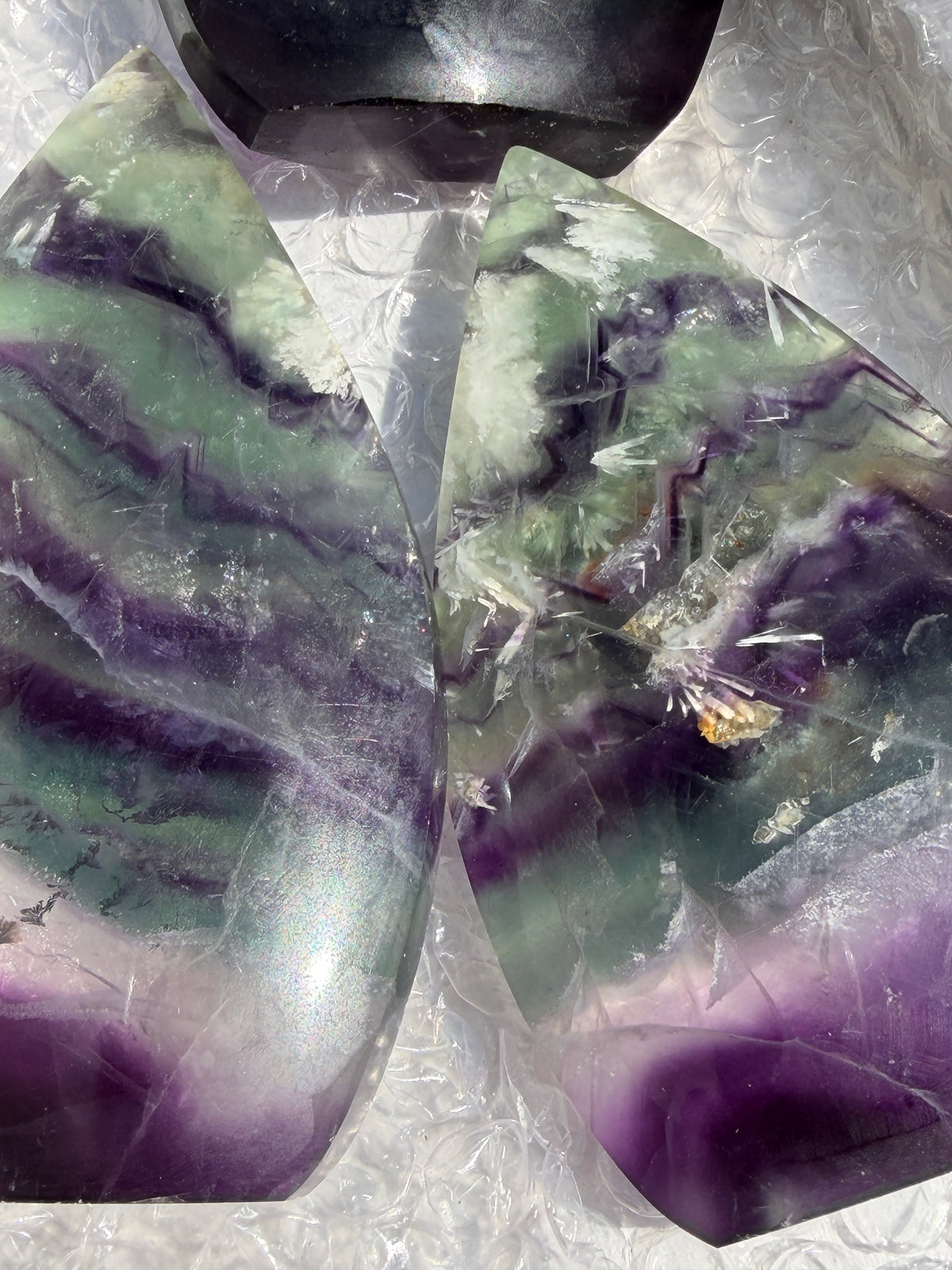 Wholesale Lot 4 pcs Natural Rainbow Fluorite Freeform Crystal Healing Energy 1.9-2lbs