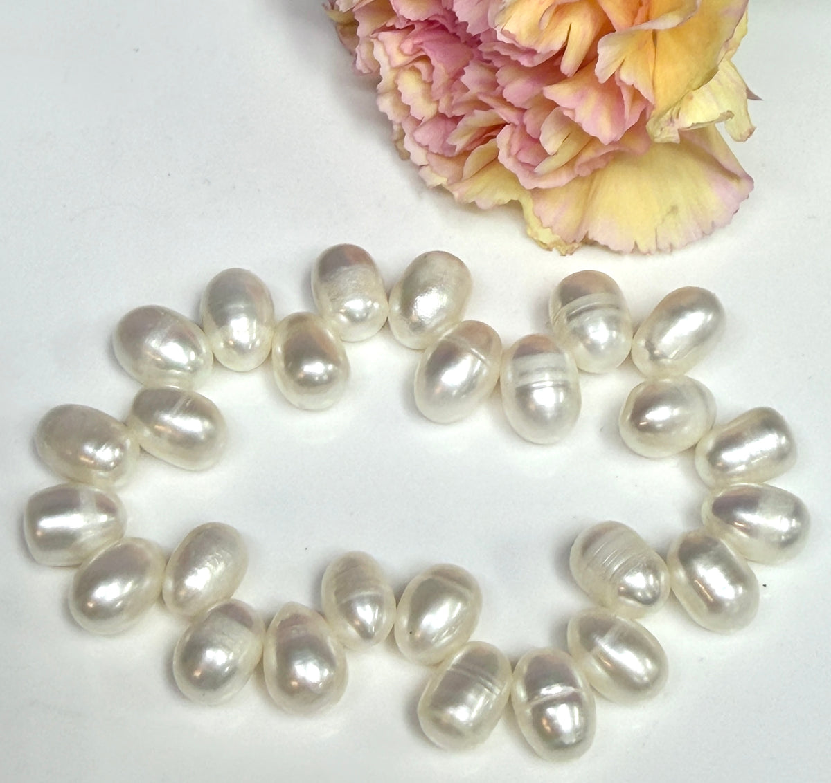 Wholesale 6 Pcs 8x12mmNatural Freshwater Pearl Healing Stretch Bracelet 7.3”