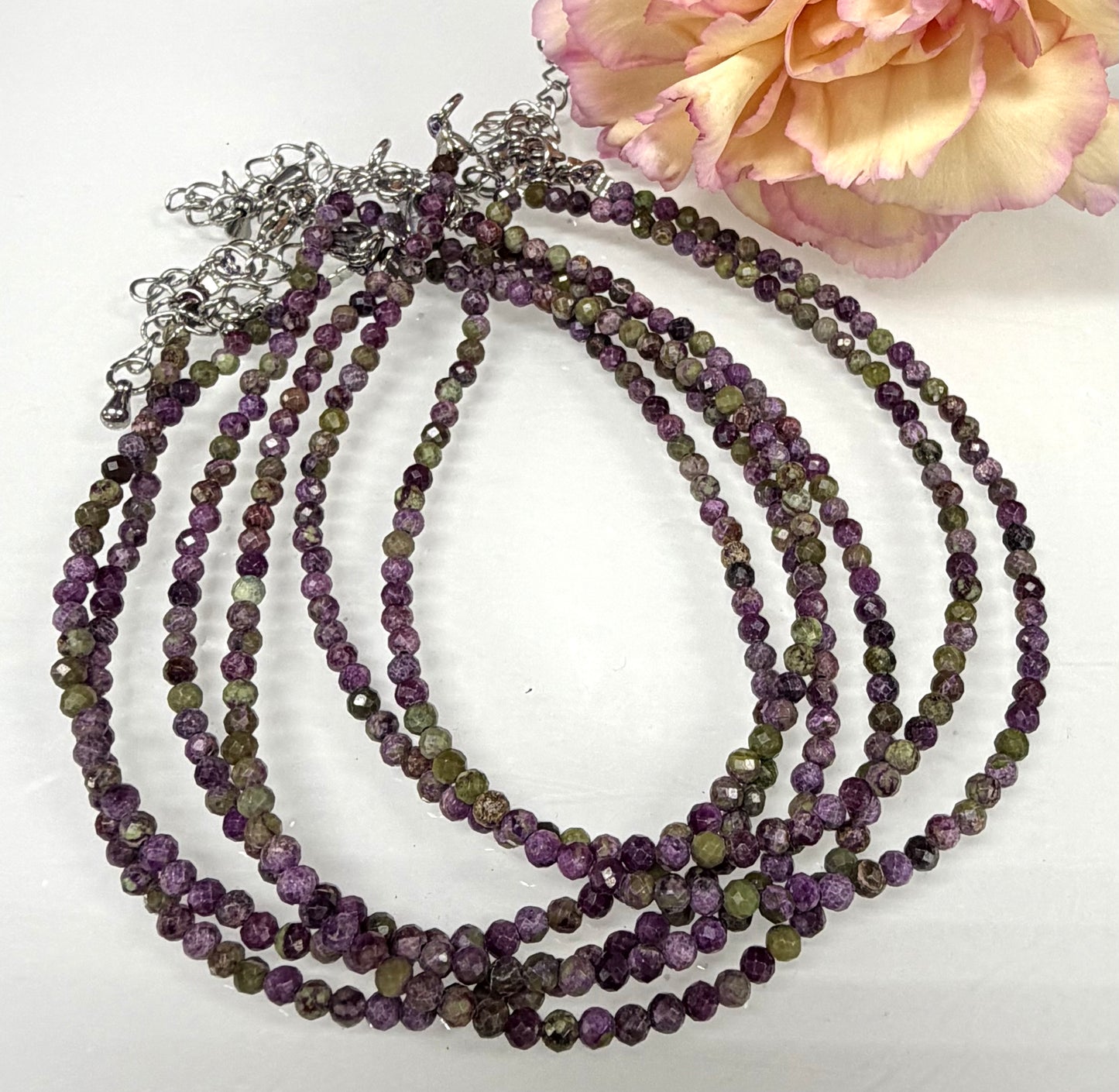 6 PCs 2mm Natural Atlantisite Anklet with Stainless Steel Clasp Crystal Healing Energy