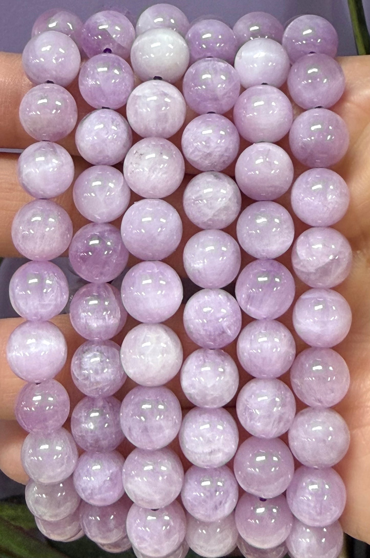 Wholesale 6 Pcs Natural Kunzite 8.4-9mm 7.5” Crystal Bracelet Healing Energy