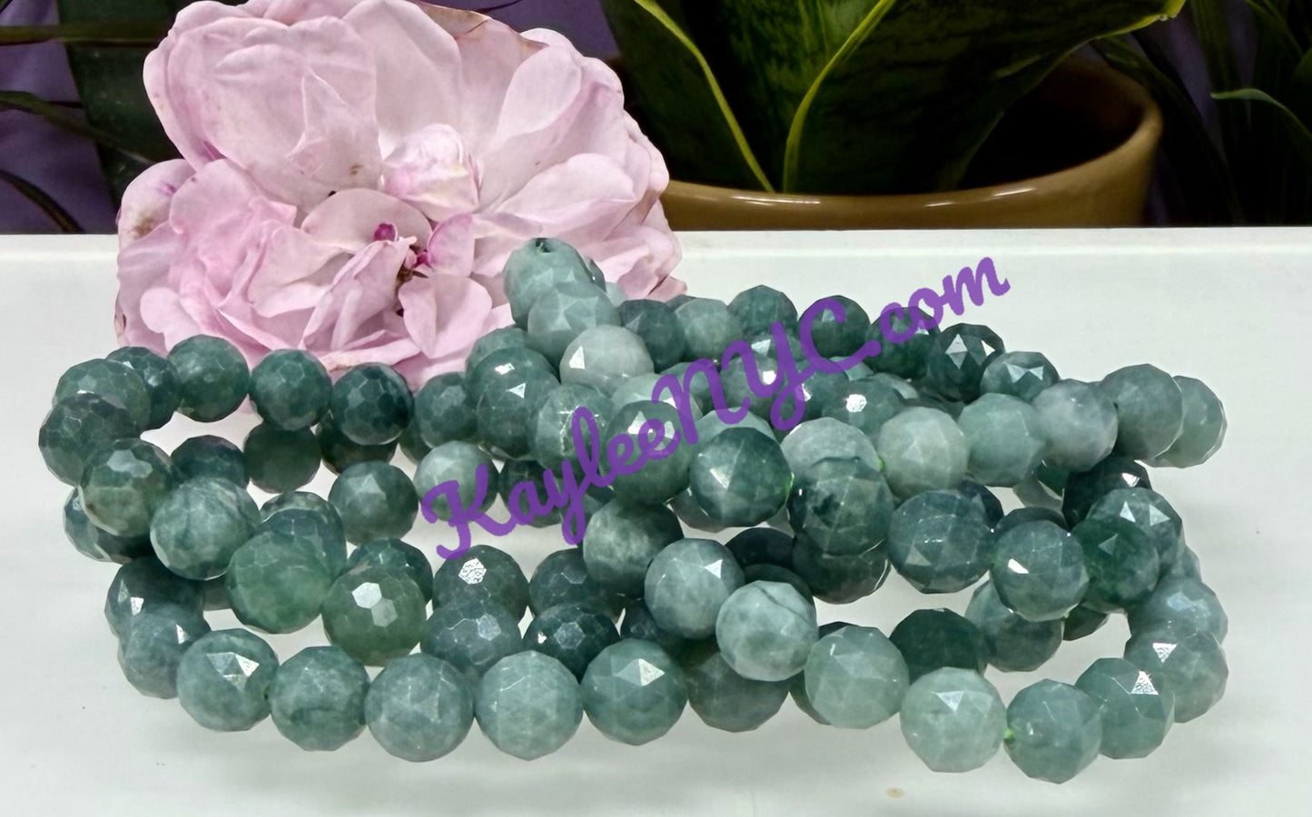 Wholesale 6 Pcs Natural Faceted Jade Jadeite 8mm 7.5” Crystal Healing Stretch Bracelet