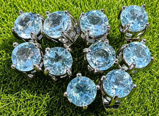 Wholesale 5 pairs Natural Blue Topaz Stud Earrings, 6mm (925) Posts