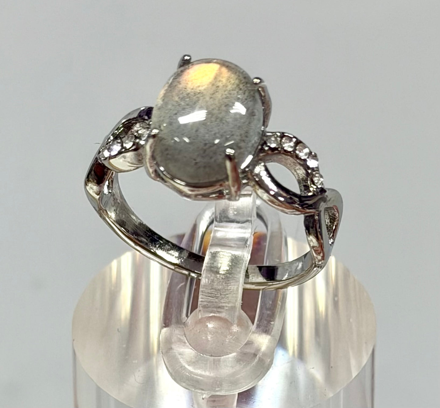 Wholesale Lot 7 pcs Natural Labradorite Stainless Steel Ring (316) 8x10mm