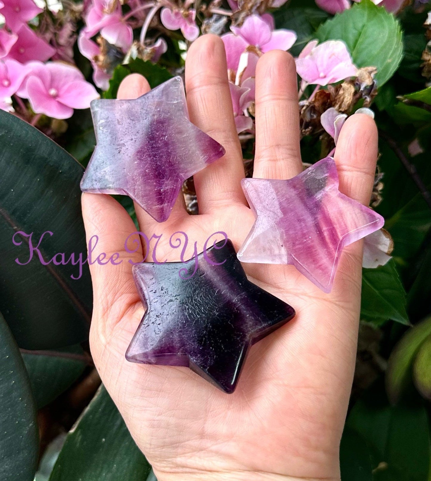 Wholesale Lot 9 PCs Natural Magenta Fluorite Crystal Stars Healing Energy