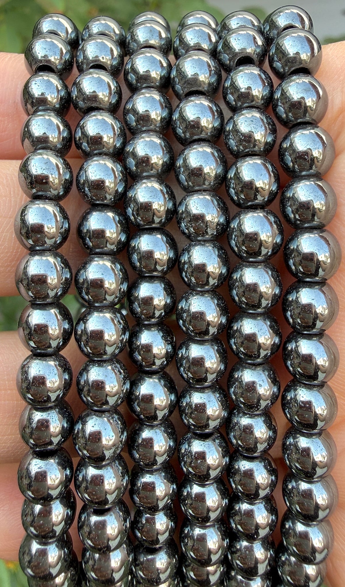 Wholesale Lot 6 Pcs Natural Hematite 6mm 7.5” Crystal Healing Stretch Bracelet