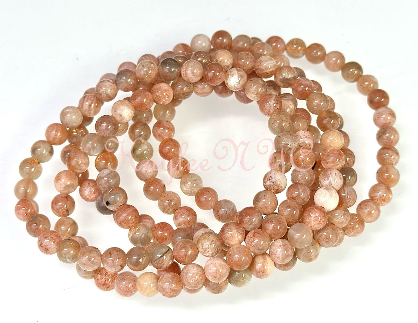 Wholesale lot 6 Pcs Natural Sunstone 6mm 7.5” Crystal Healing Stretch Bracelet