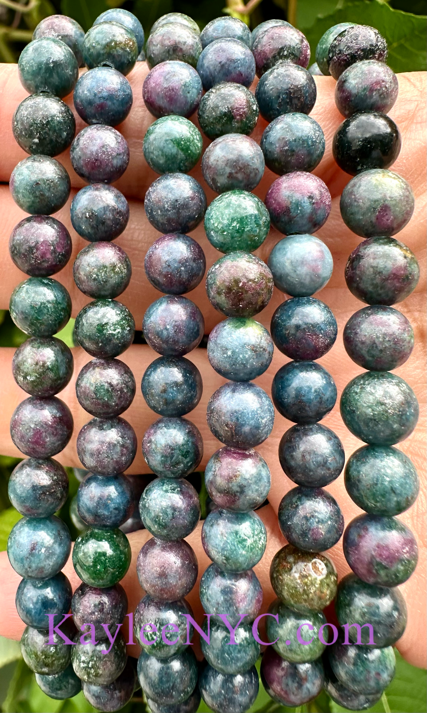 6 PCs Natural Ruby Kyanite ~7mm 7.5” Stretch Bracelet