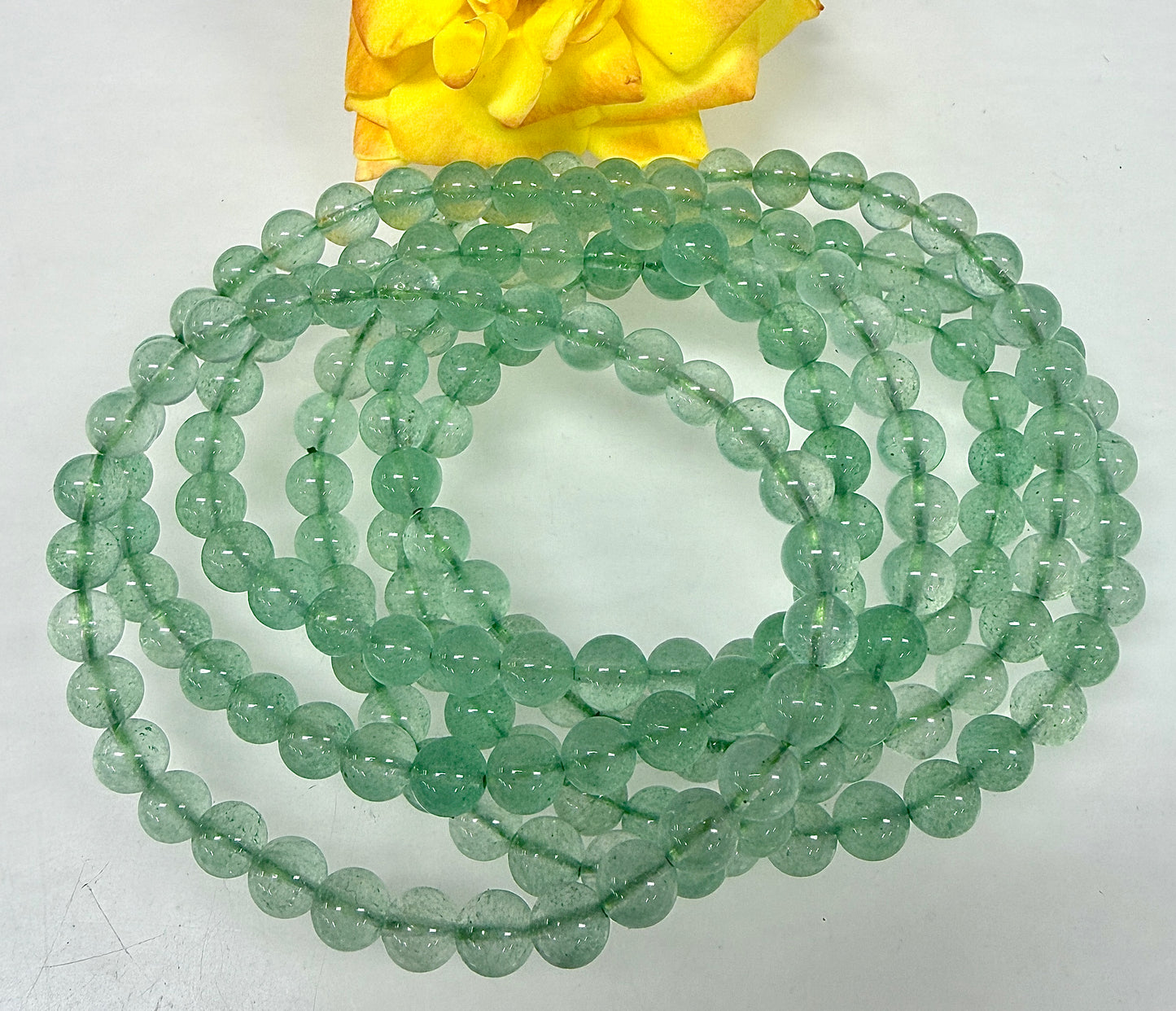 Wholesale 6 Pcs Natural Green Strawberry Quartz 6mm 7.5” Crystal Healing Stretch Bracelet