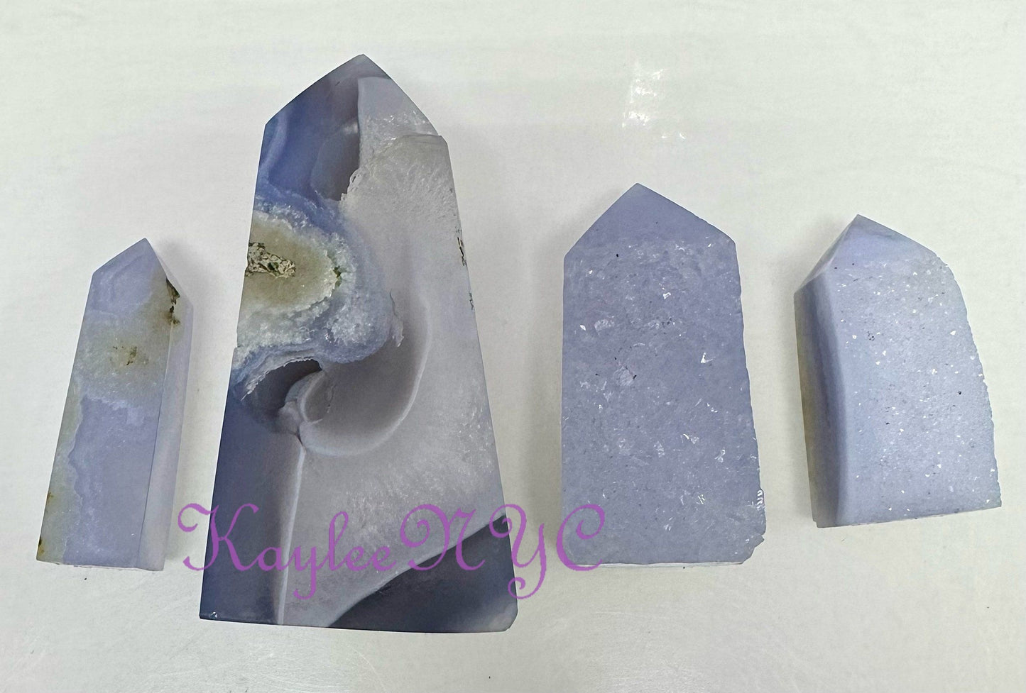 Wholesale Lot 1 Lb Natural Blue Lace Agate with Druzy Obelisk Tower Point Crystal