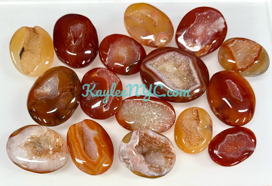 Wholesale 2 Lb Lot Natural Druzy Carnelian Palm Stones Crystal Energy