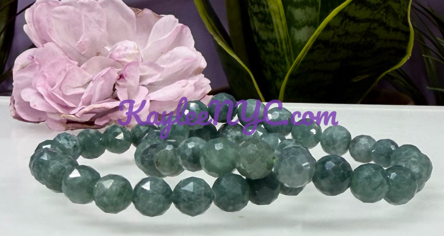 Wholesale 6 Pcs Natural Faceted Jade Jadeite 8mm 7.5” Crystal Healing Stretch Bracelet