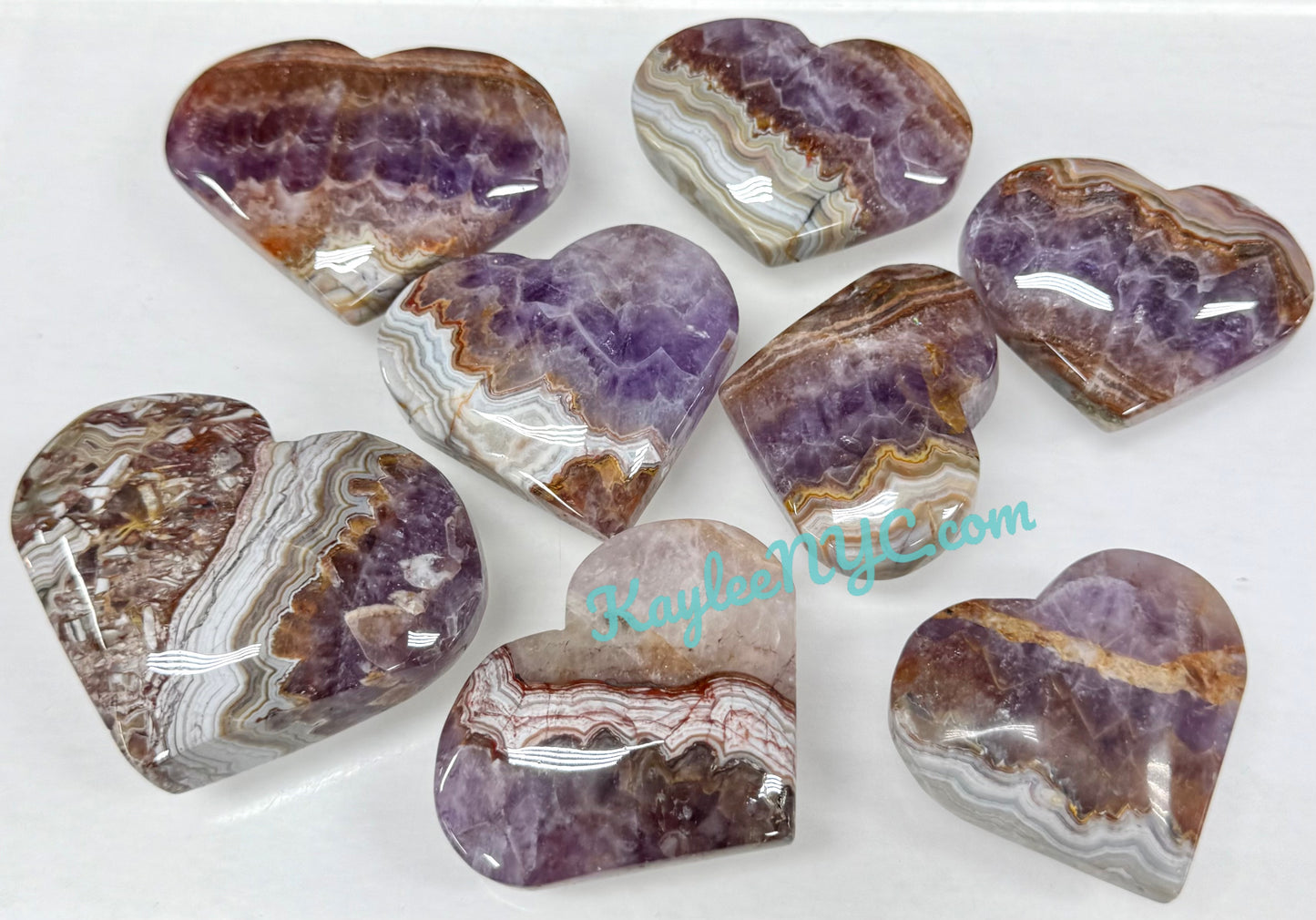 Wholesale 2 Lb Lot Natural Amethyst Lace Agate Heart Crystal Energy