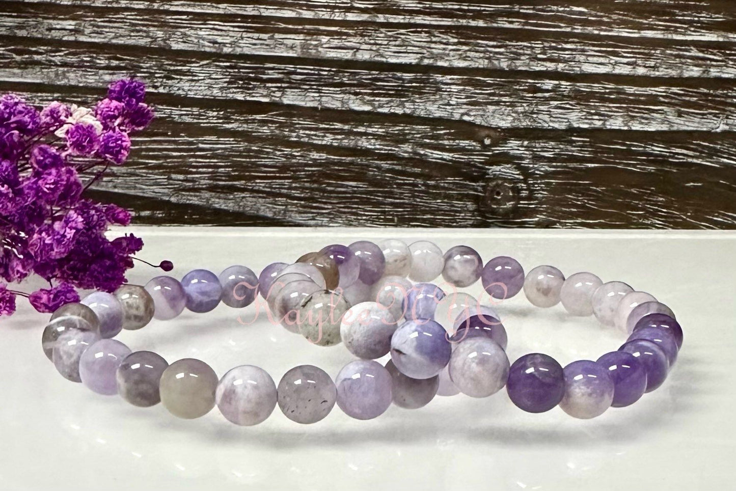 Wholesale 6 Pcs Natural Lavender Jade 8mm 7.5” Crystal Healing Stretch Bracelet