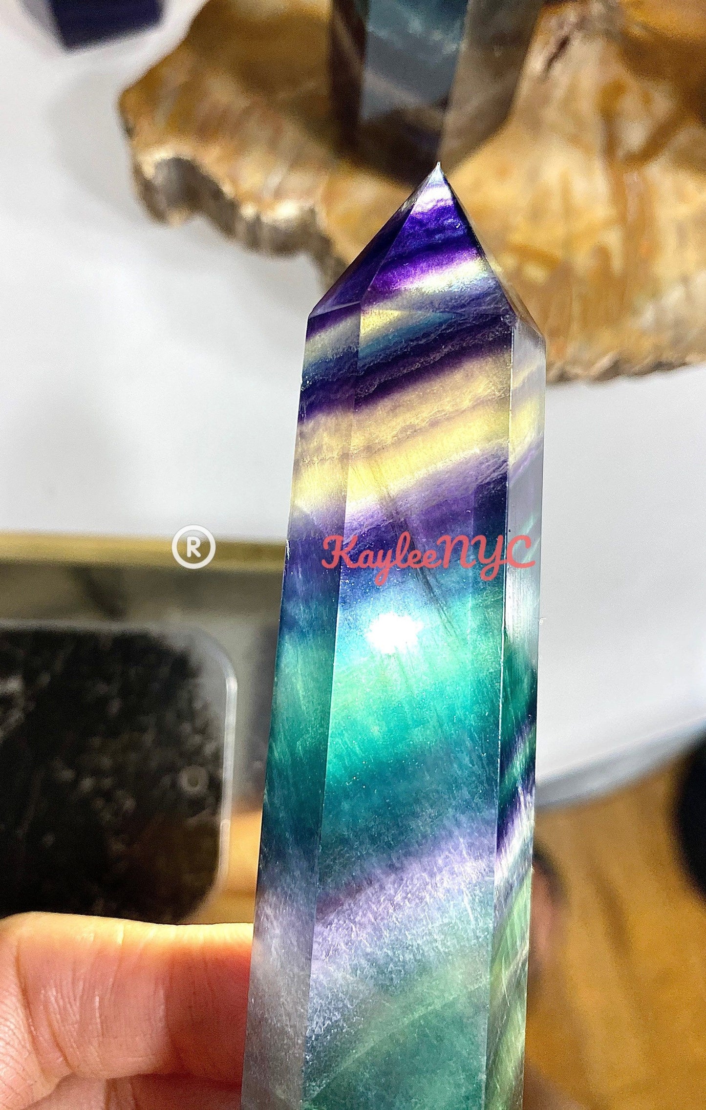 Wholesale Lot 2 Lbs Dark Rainbow Fluorite Obelisk Point Crystal Natural Energy Tower