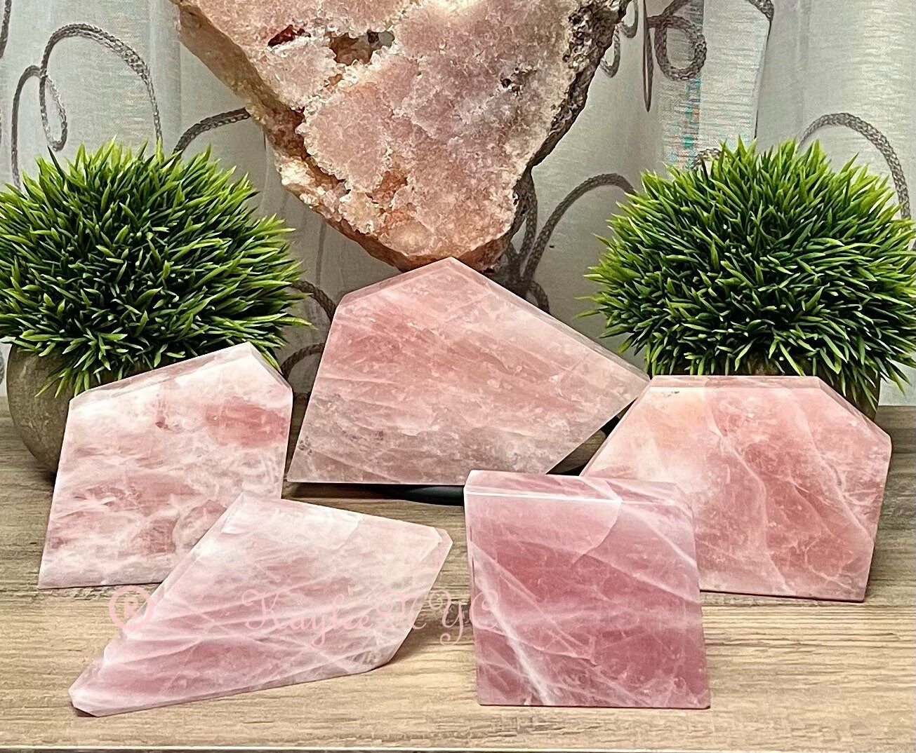 Wholesale Lot 5 PCs Natural Rose Quartz Polished Slab Crystal Raw Nice Quality 2.9-3 lbs