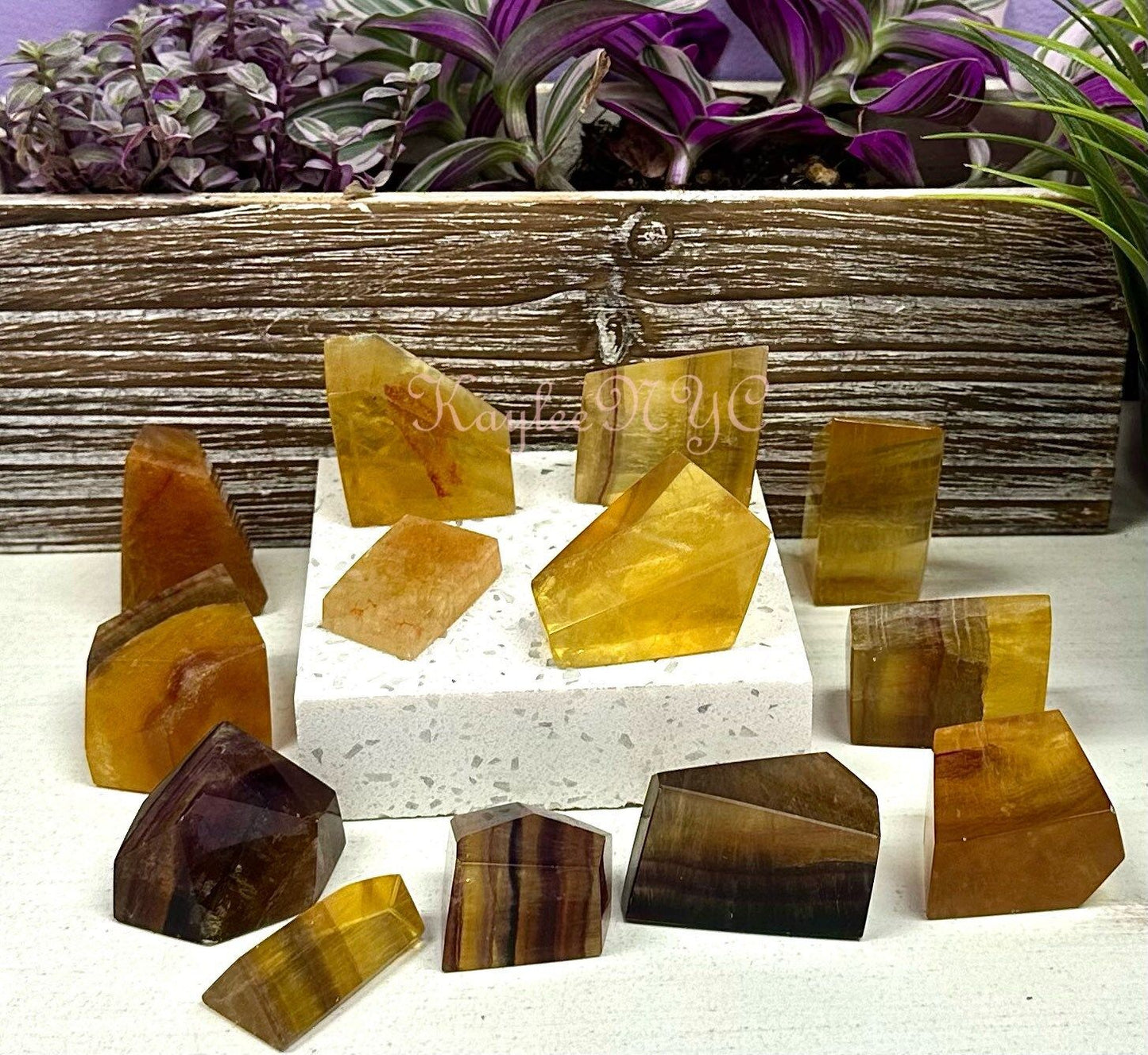 Wholesale Lot 2 lbs Natural Yellow Fluorite Crystal Polished Freeform Healing Energy