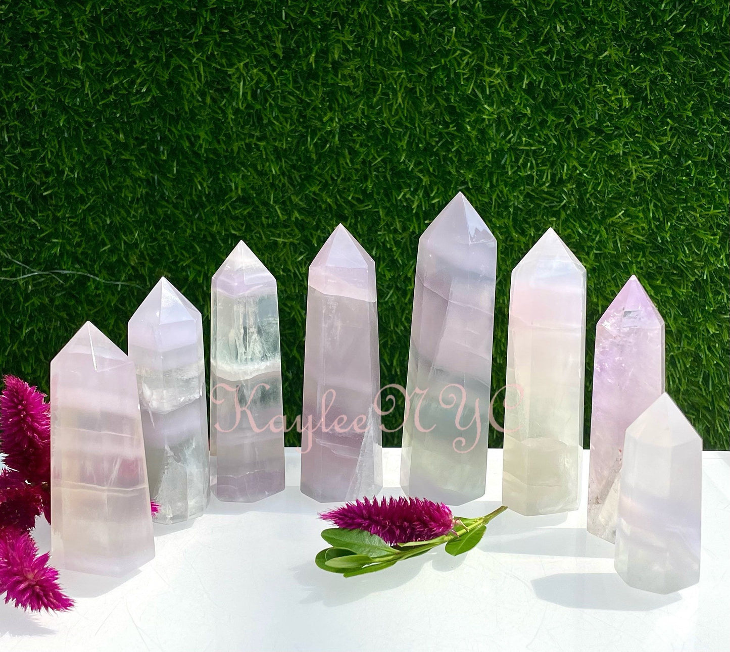 Wholesale Lot 2 lbs Natural Yttrium Fluorite Obelisk Tower Point Crystal Healing