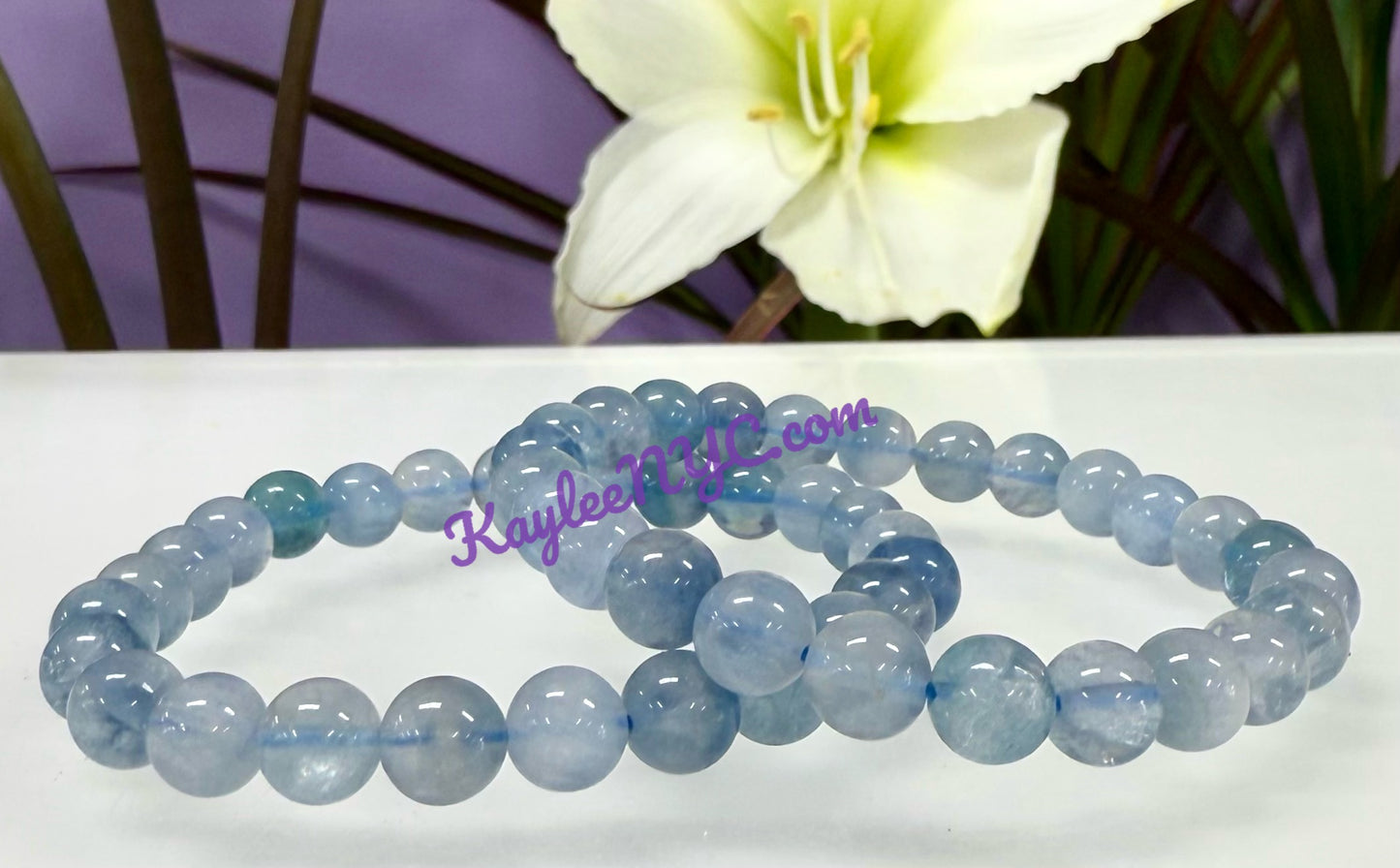 6 PCs 8mm Natural Blue Fluorite Stretch Bracelet 7.5”