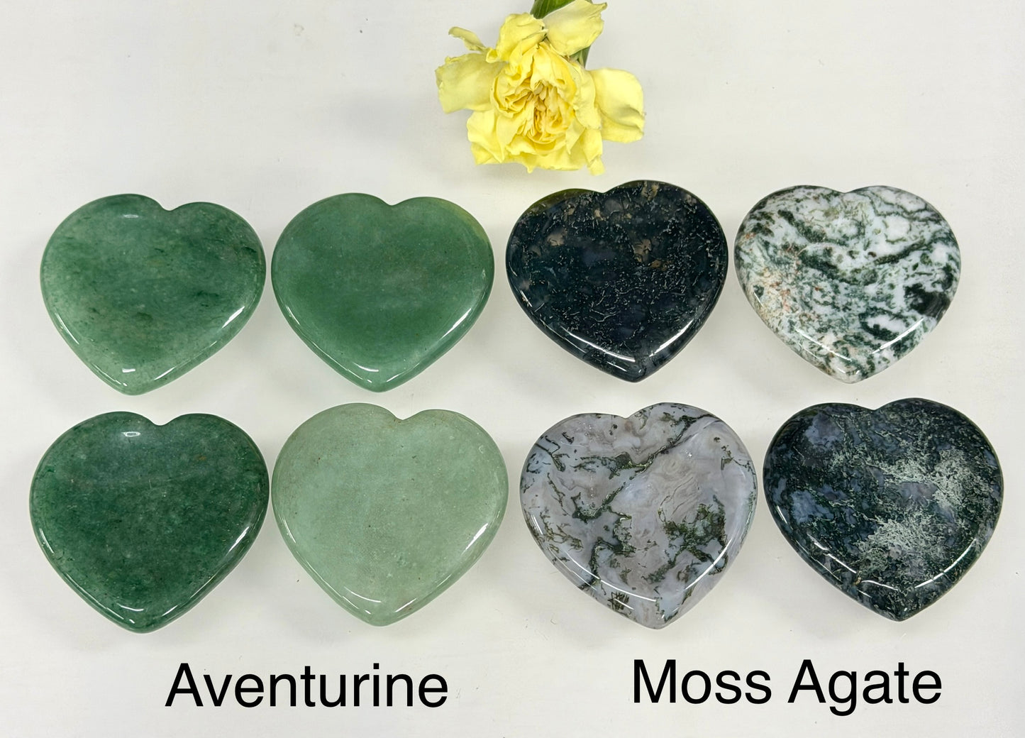 11 PCs Natural Crystal Heart Shaped Worry Stone Healing Energy