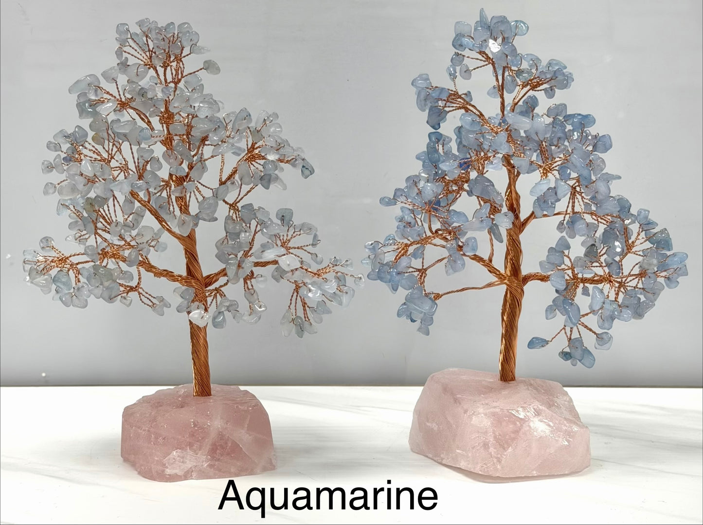 Wholesale Lot 5 Pcs Natural Crystal Tree with Rose Quartz Crystal Base Copper Wire