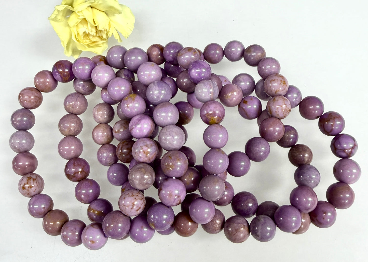 6 PCs Natural Phosphosiderite 10mm 7.5” Stretch Bracelet