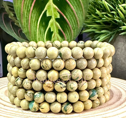 Wholesale 6 Pcs Natural Yellow Unakite Jasper Aka Chrysoprase 6mm 7.5” Crystal Healing Stretch Bracelet