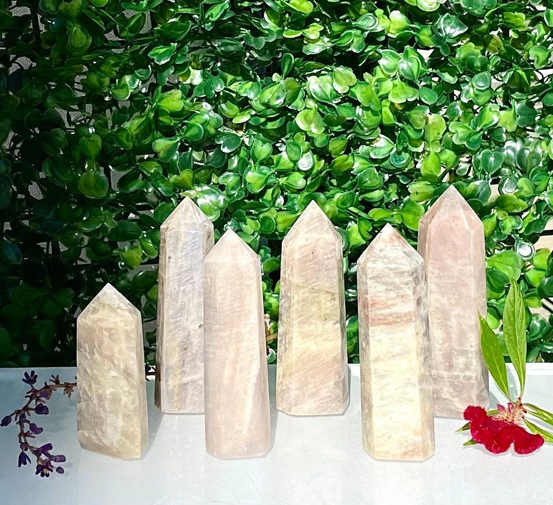 Wholesale Lot 1 lb Natural Moonstone Tower Obelisk Point Wand Crystal Energy Healing