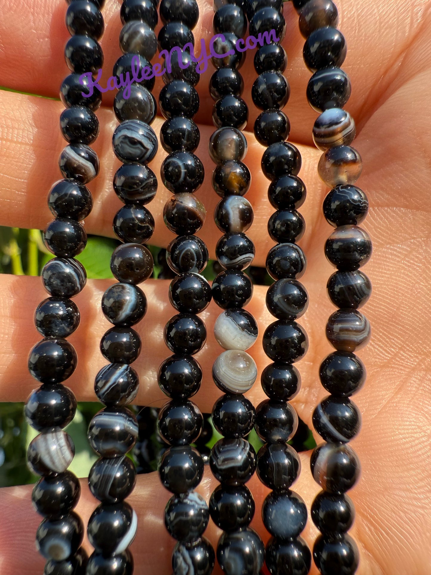 Wholesale Lot 6 Pcs Natural Onyx 4mm 7.5” Crystal Healing Stretch Bracelet