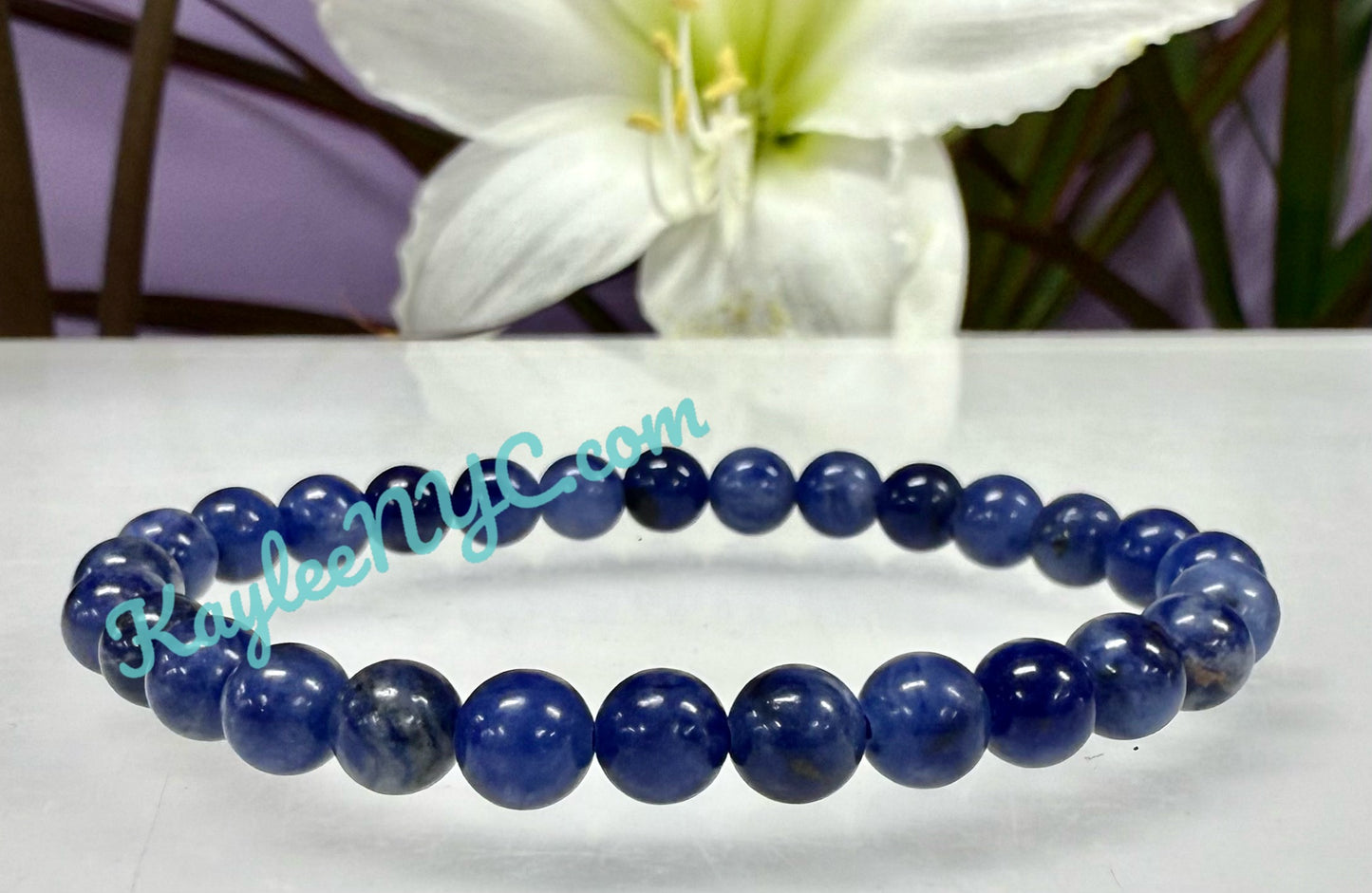 Wholesale 6 Pcs Natural Sodalite 6mm 7.5” Crystal Healing Stretch Bracelet