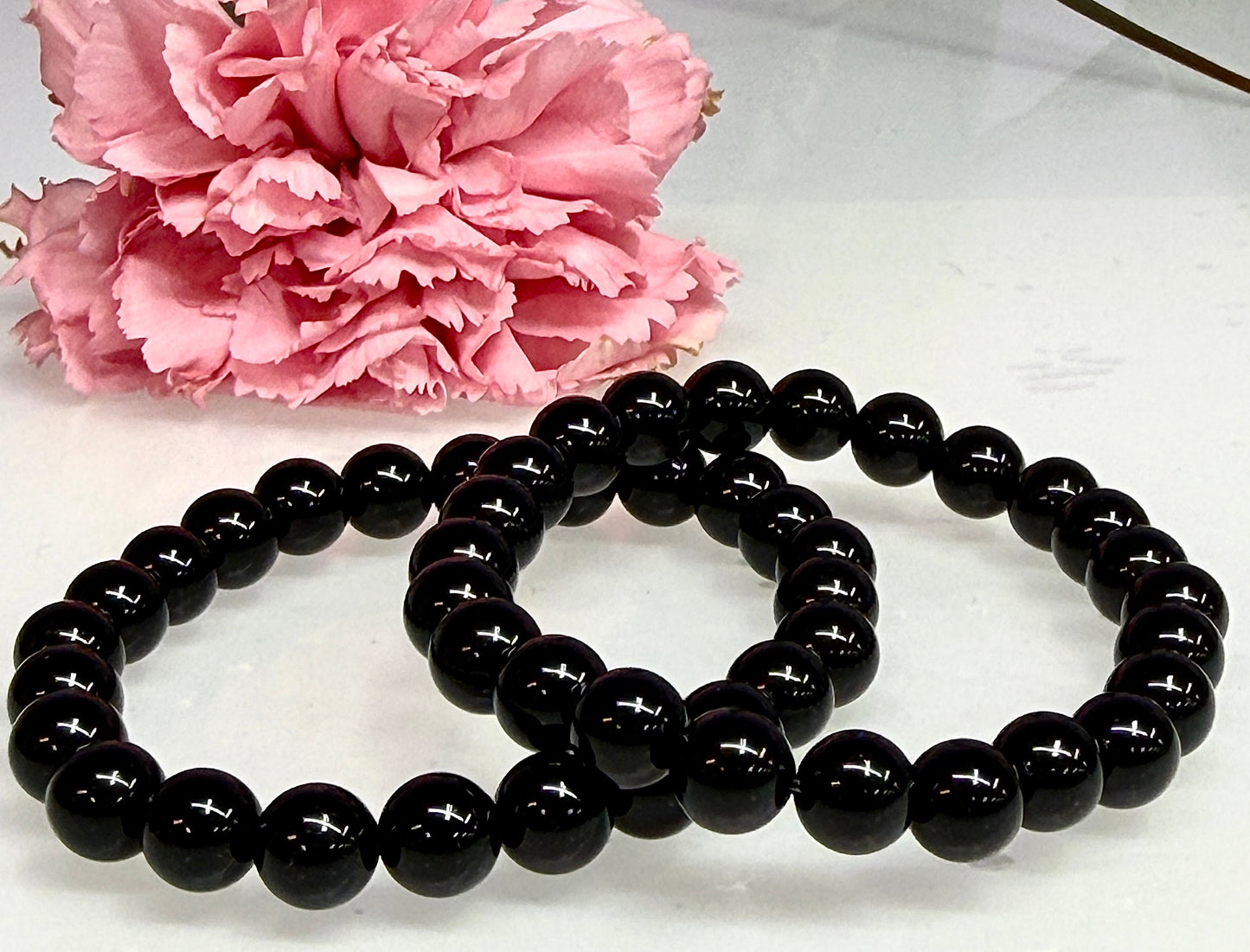 Wholesale 6 Pcs Natural Black Onyx 8mm 7.5” Crystal Healing Stretch Bracelet