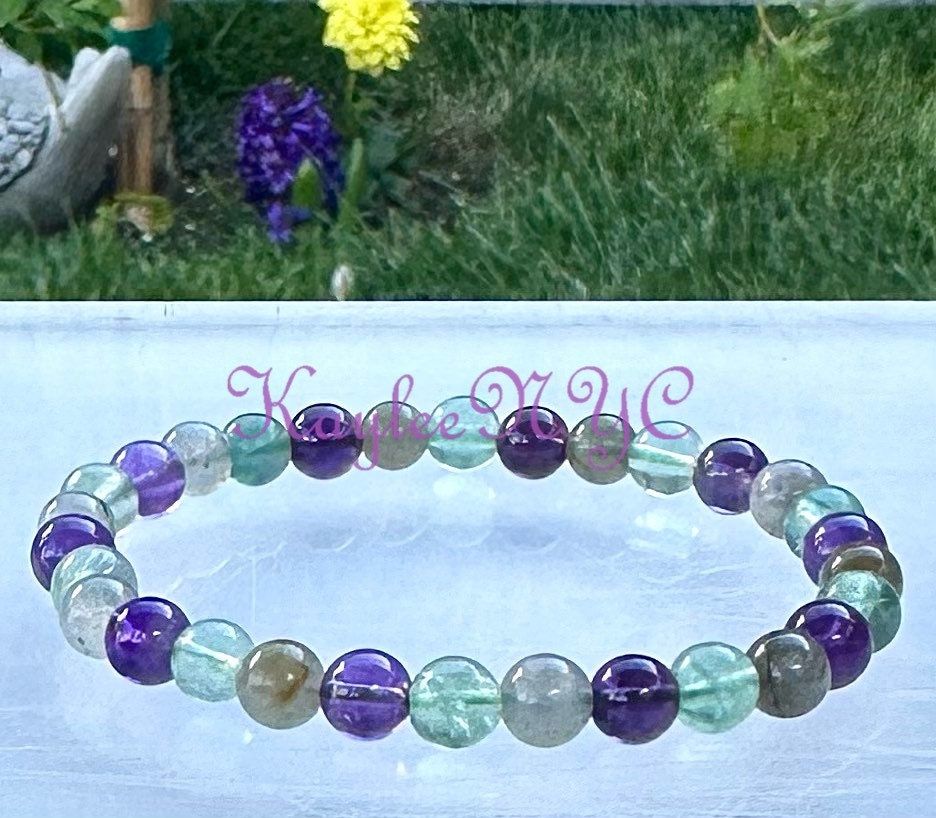 Wholesale 6 Pcs Crown Chakra Bracelet 6mm 7.5” Healing Energy Crystal