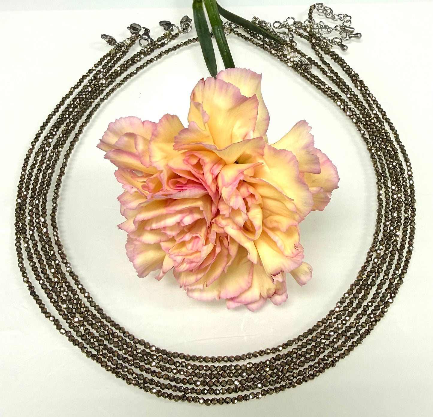 6 PCs 2mm Faceted Natural Pyrite Necklace with Stainless Steel Findings