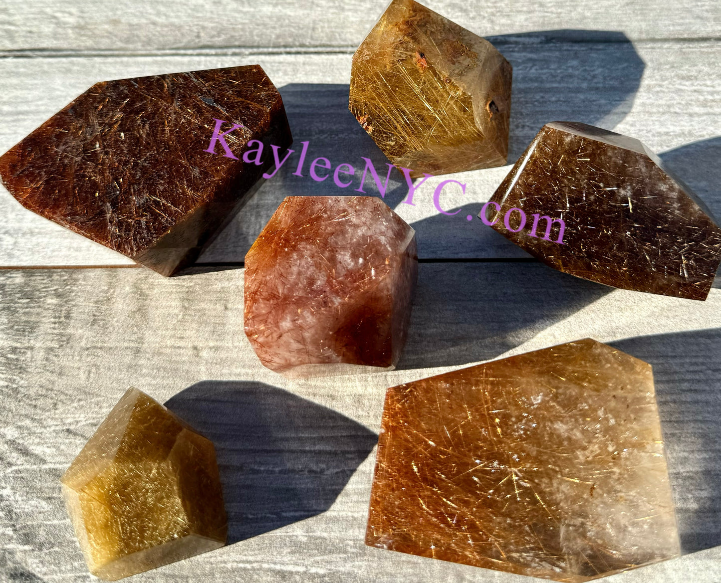 Wholesale Lot 2 lbs Natural Copper Gold Rutilated Quartz Crystal Polished Freeform Healing Energy