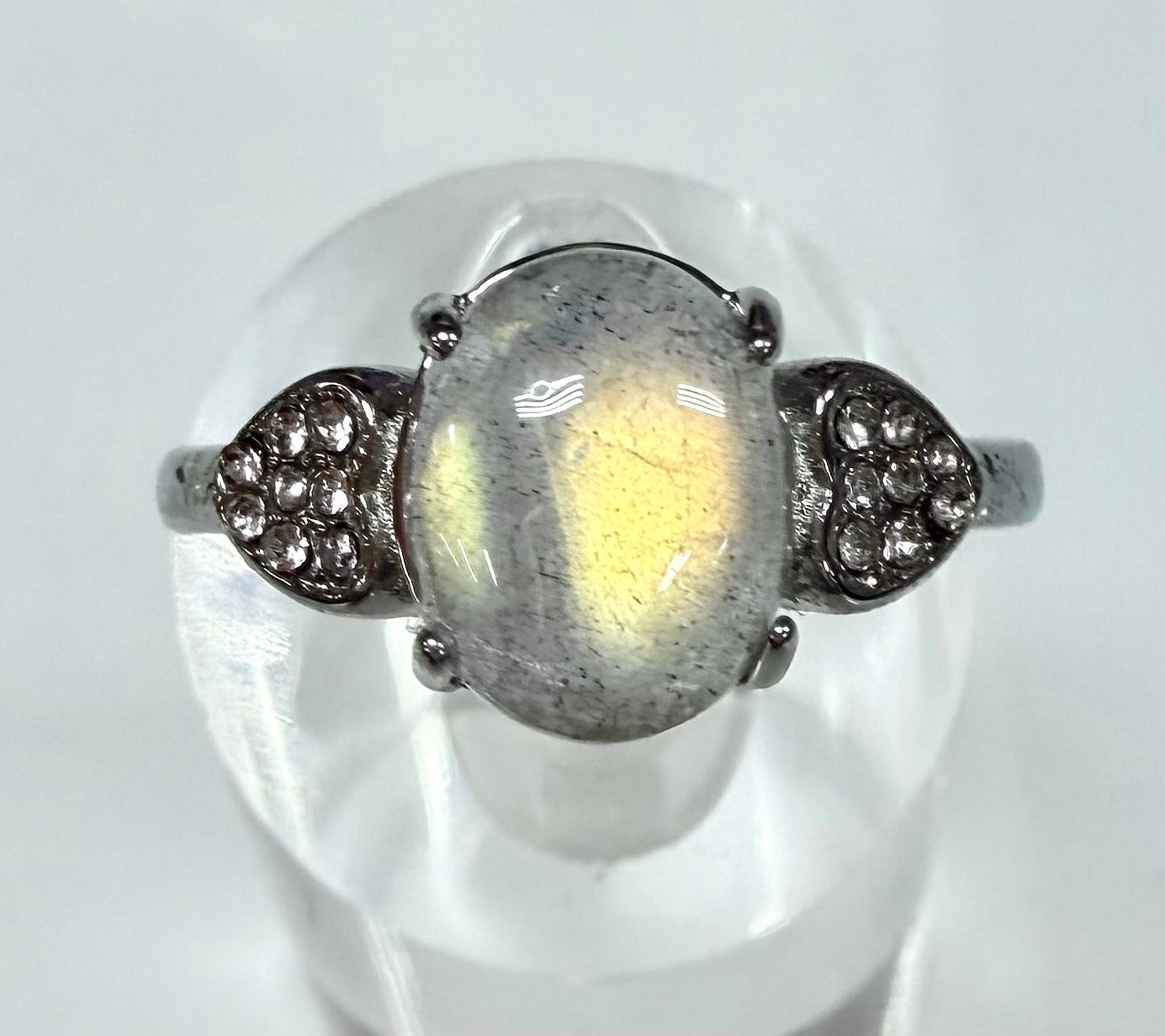Wholesale Lot 7 pcs Natural Labradorite Stainless Steel Ring (316) 8x10mm
