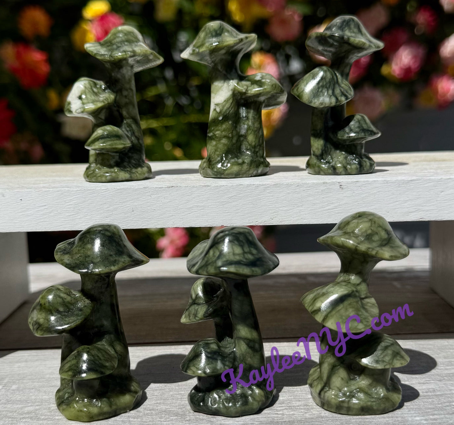 Wholesale Lot 6 pcs Natural Nephrite Jade Mushroom Crystals Healing Energy