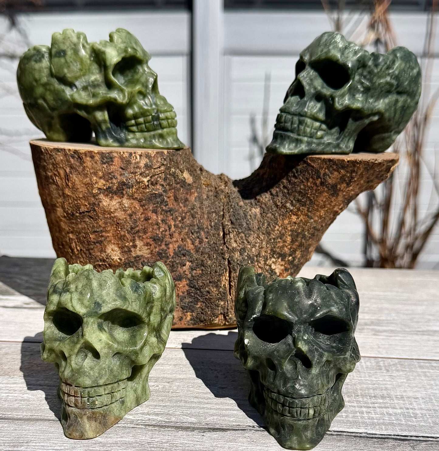 Wholesale lot 4 Pcs Nephirte Jade Skull Bowl Natural Crystal healing energy