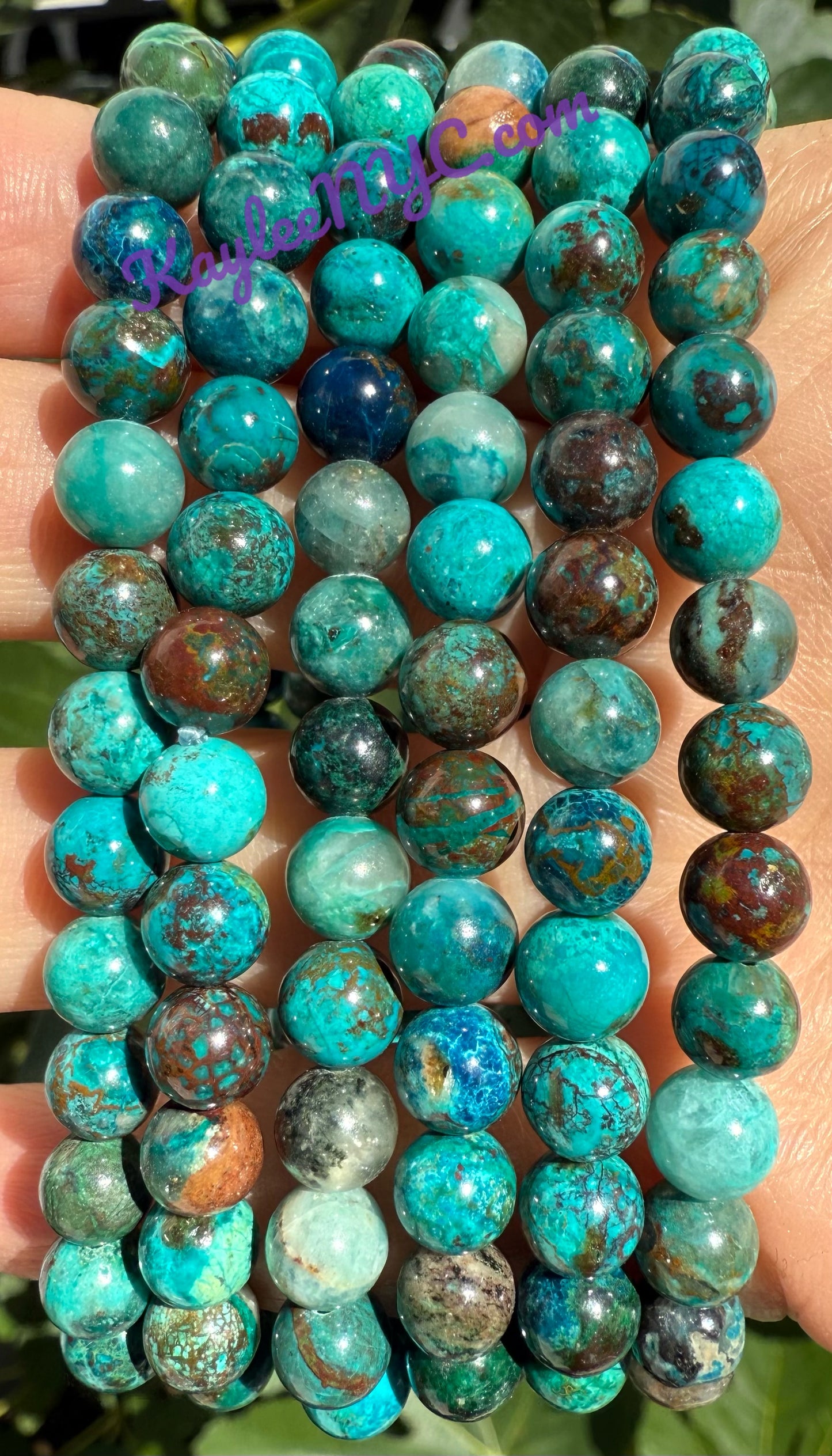 Wholesale 6 Pcs Natural Chrysocolla 6mm 7.5” Crystal Healing Stretch Bracelet